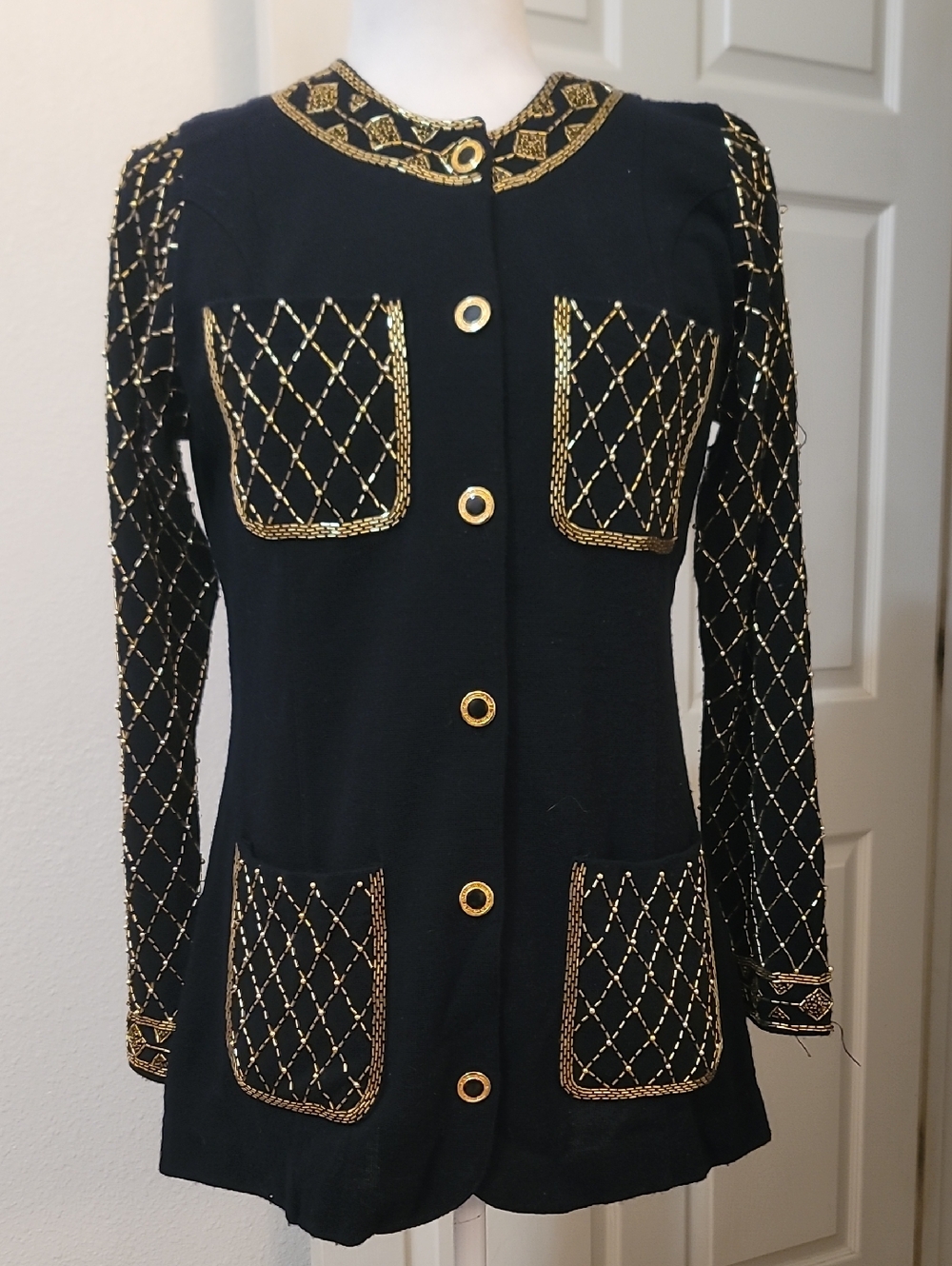 SPANNER Black Jacket with Gold Embellished Trim